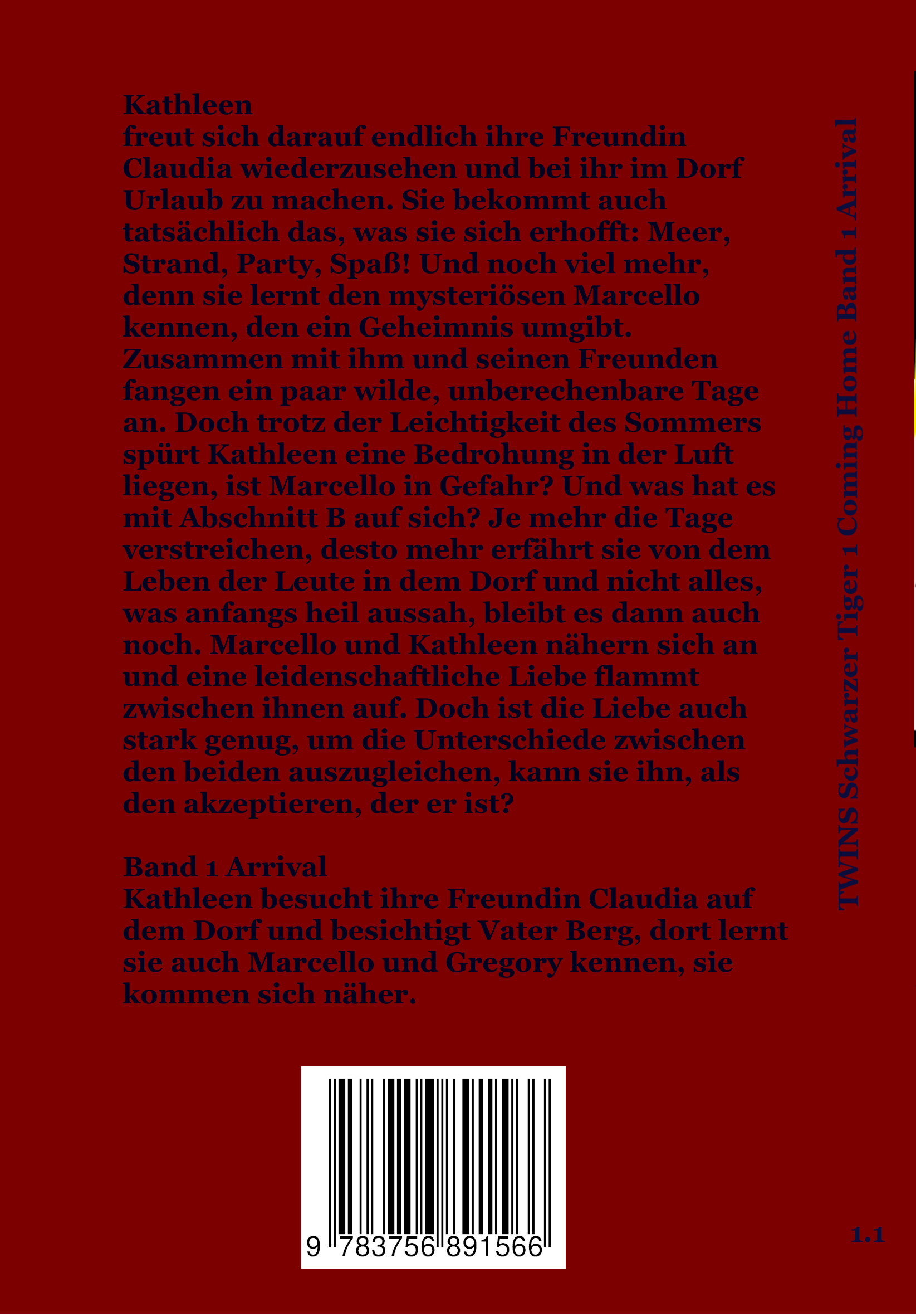 Backcover Schwarzer Tiger Buch 1 Coming Home: Band 1 Arrival von TWINS