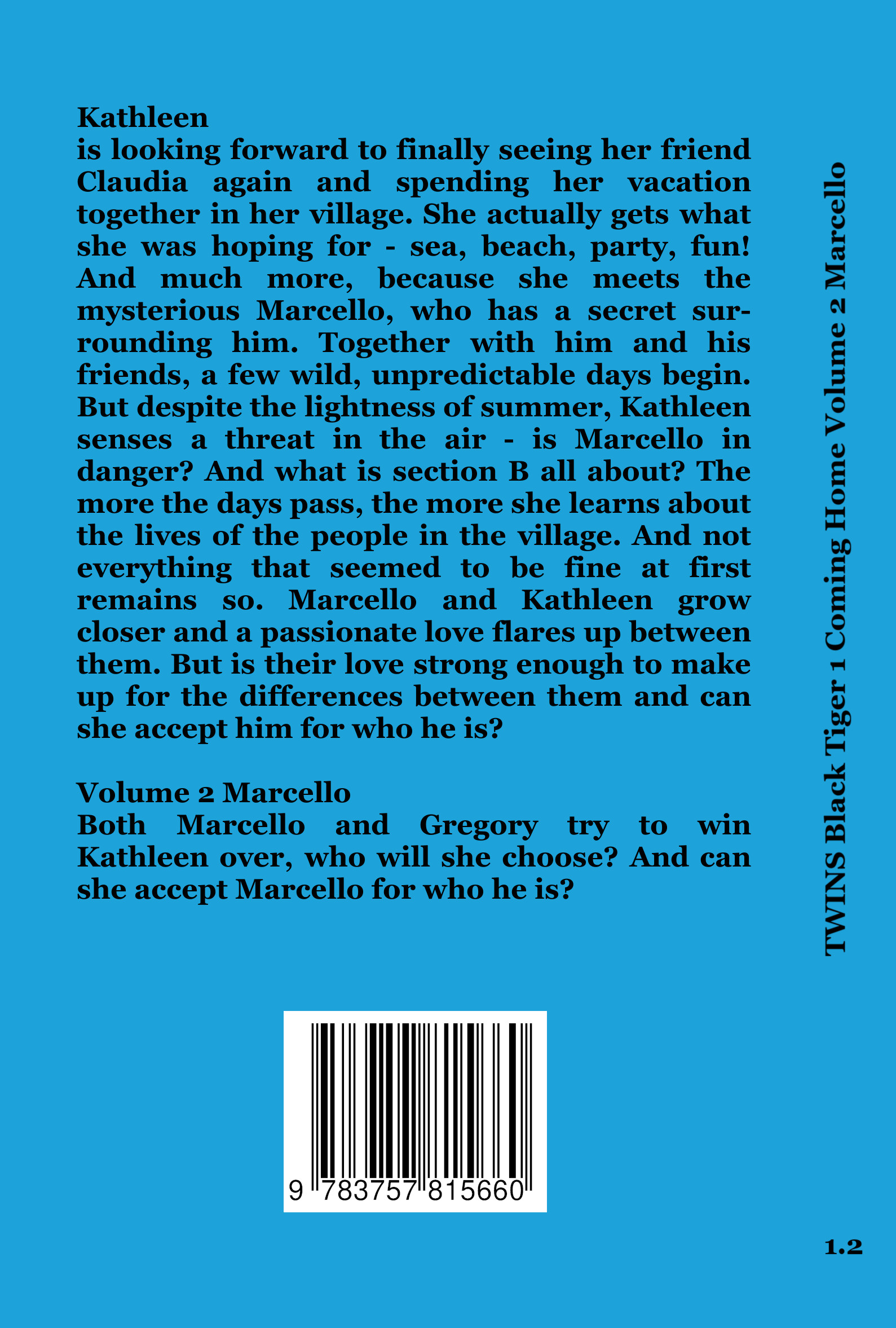 Backcover Black Tiger Book 1 Coming Home: Volume 2 Marcello by TWINS